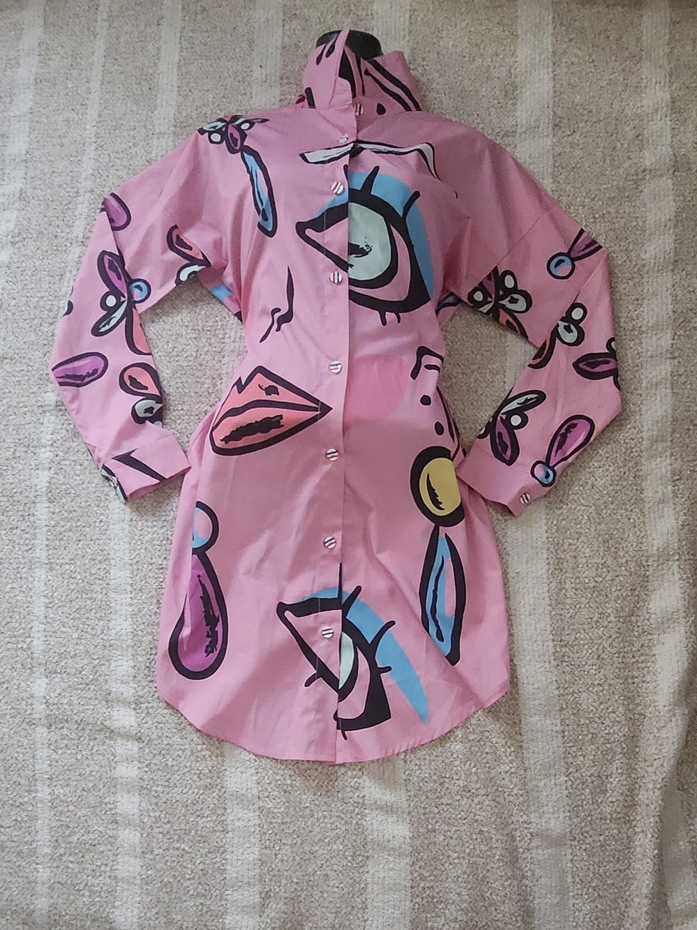 & Other Stories Pink Graphic Print Mini Shirt Dress